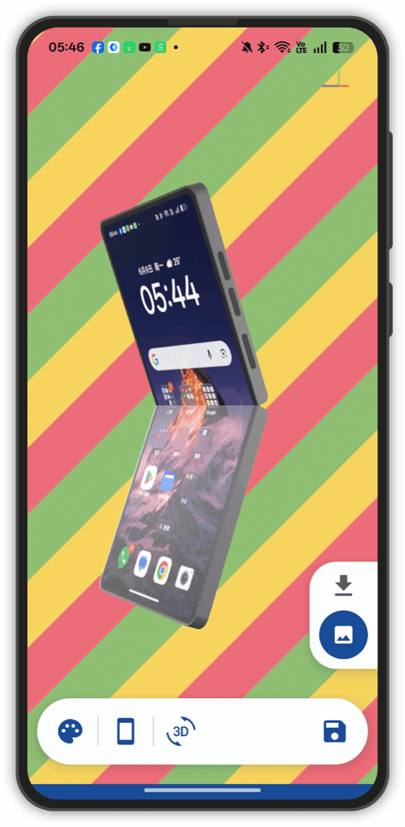 Device frame rotated in 3D