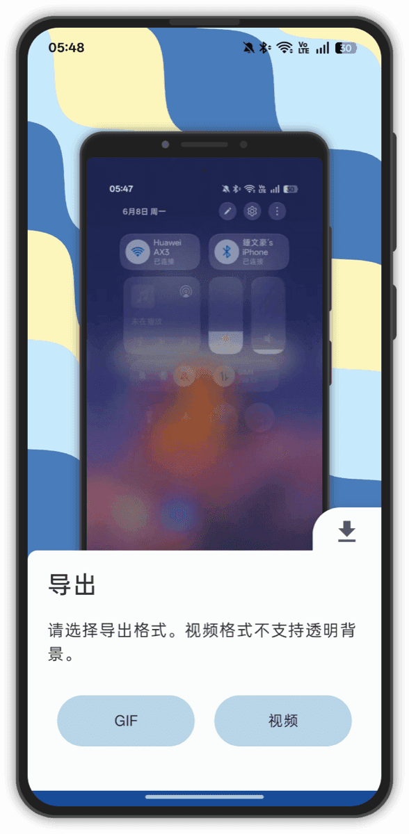 Framed video exported as GIF or video